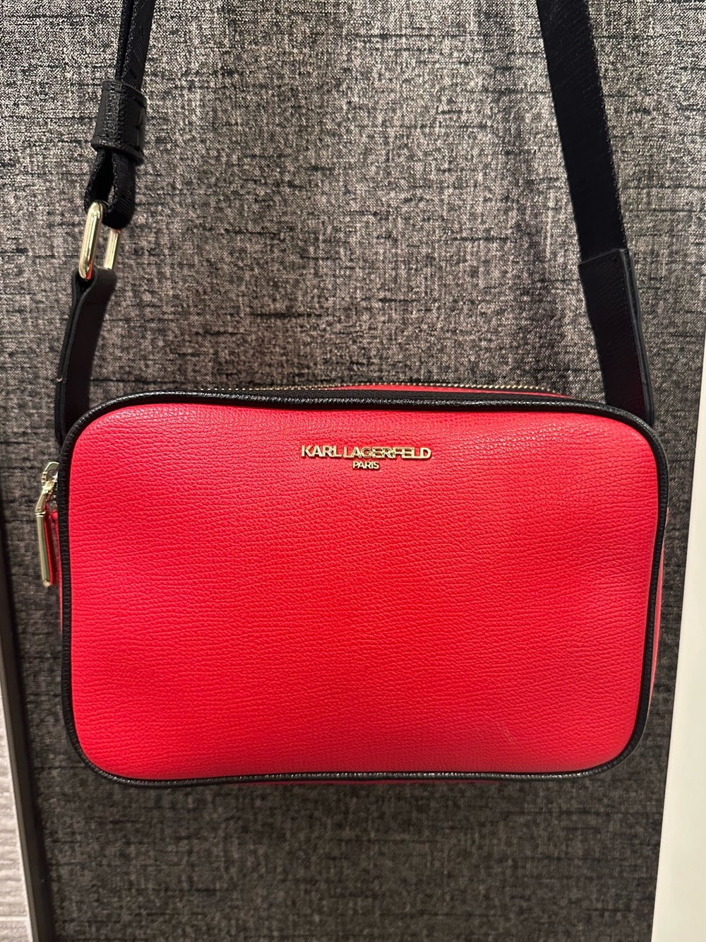 Karl Lagerfeld Red and Black Crossbody Camera Bag